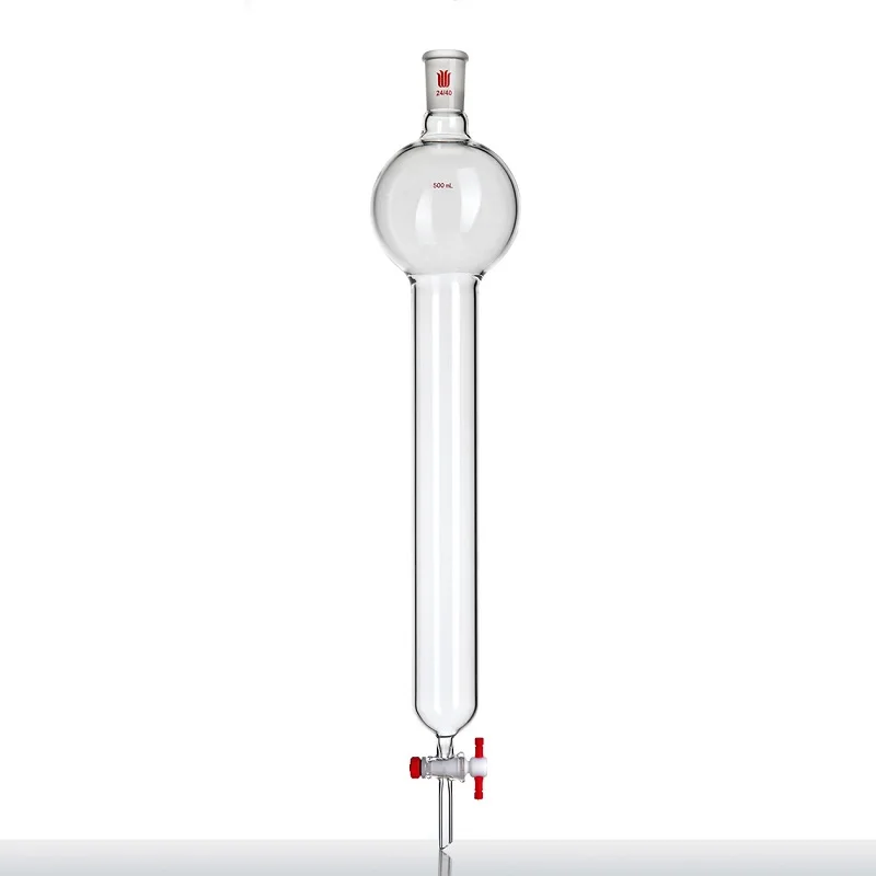 SYNTHWARE Flash chromatography column with storage sphere, No sand plate, No hookup, Joint 24/40, 2mm PTFE valve aperture, C37