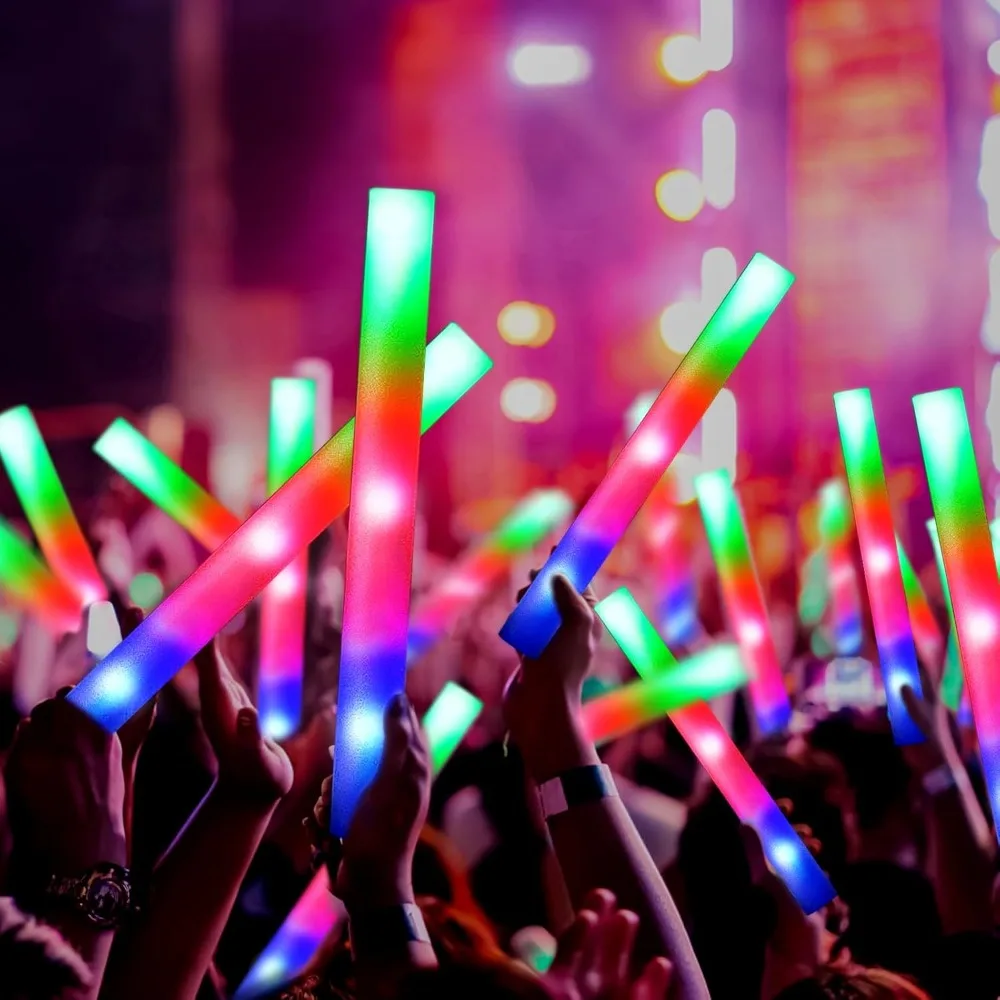 150 PCS Led Foam Sticks, with 3 Colors Flashing, Supplies for Party, Wedding, Raves, Concert, Bulk Glow Sticks