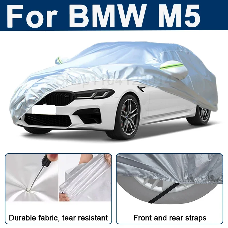 

Outdoor Full Car Cover For BMW M5 with Reflective Strips Waterproof Snowproof Dustproof UV Protection Auto Exterior Accessories