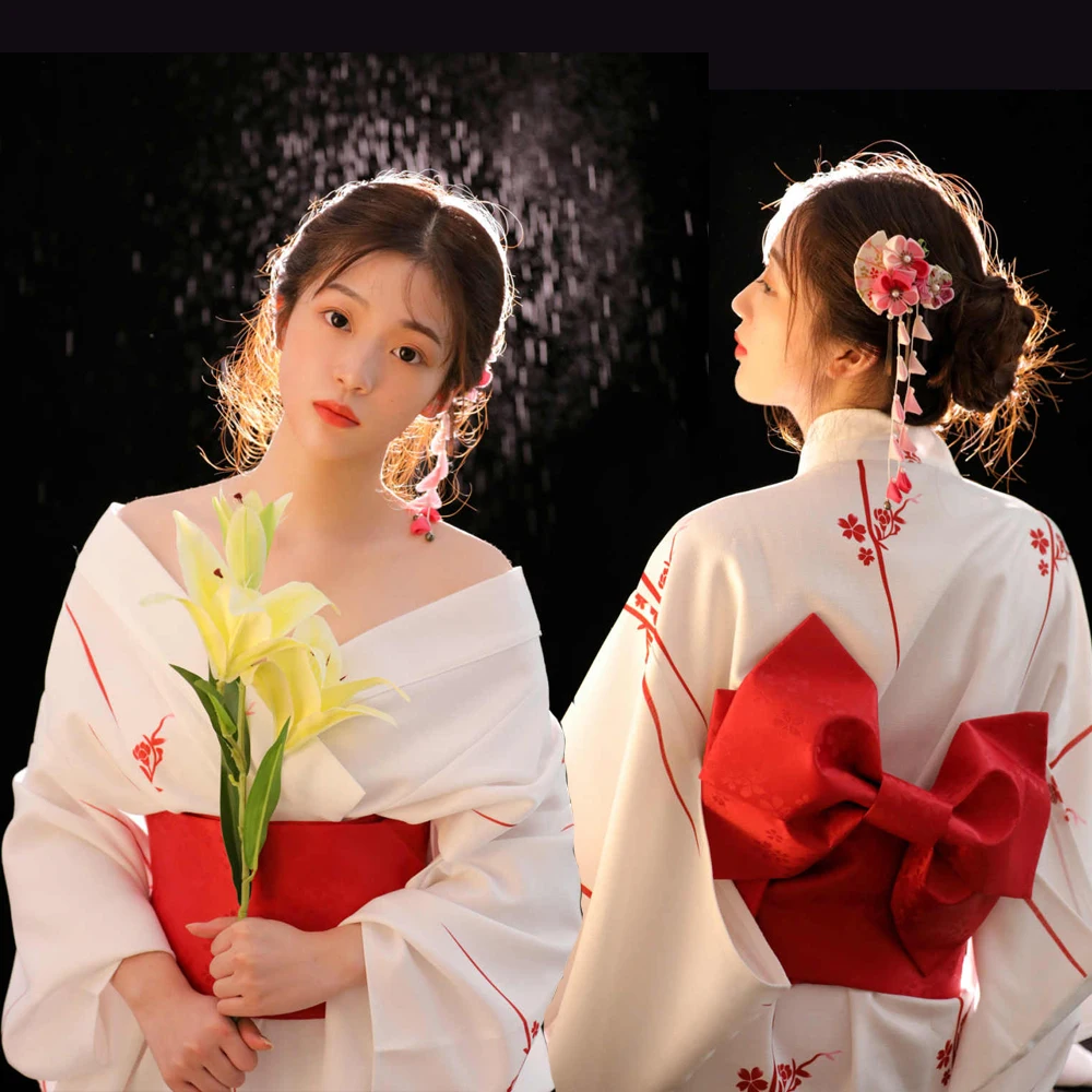 

Japanese Traditional Kimono Cardigan Women Dress Bath Robe Yukata Geisha Cosplay Clothing Asian Performance Photoshooting New