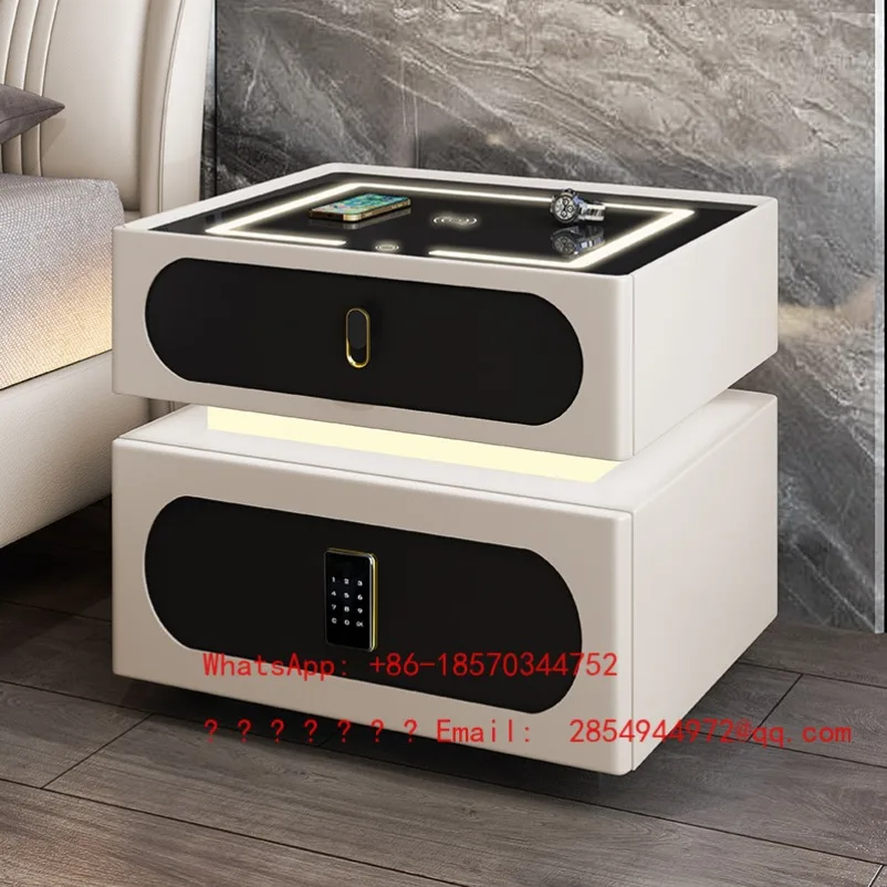 

Скандинавская деревянная прикроватная тумбочка с зарядкой, роскошная умная тумба с выдвижным ящиком, современная мебель для спальни