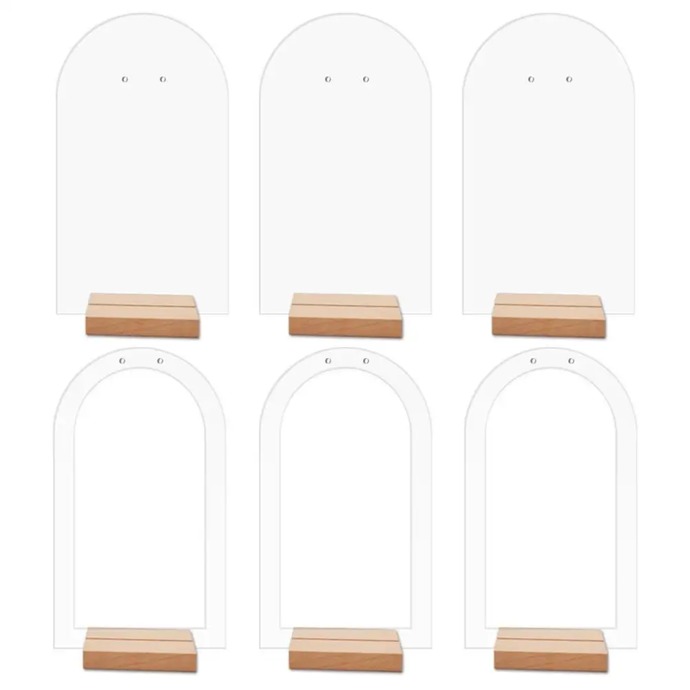 

6 Pcs Jewelry Display Rack Acrylic Earring Holder Girls Stand Bracket Stands with Wooden Bases Retail