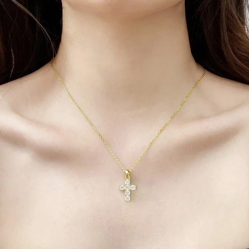 FCGJHW 18k Gold Plated 3mm 0.6cttw Moissanite Necklace for Women Sparkling S925 Sterling Silver Pandant Girl Birthday Gift 2026