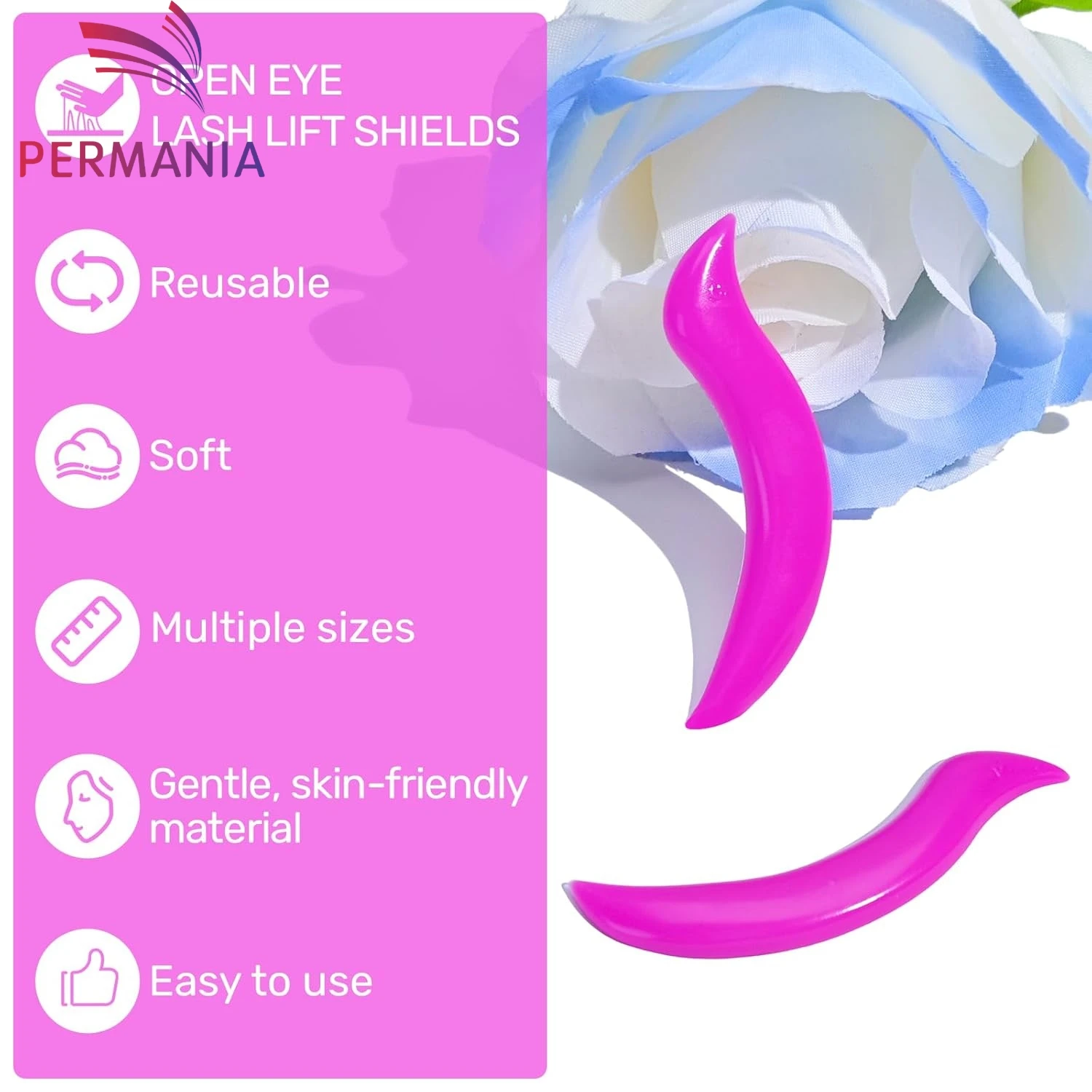 Permaina Koreanische Wimpernliftstangen, 5 Größen, starker Halt, leimloser Wimpernliftschutz, kann mit offenen Augen für das Wimpernlifting verwendet werden