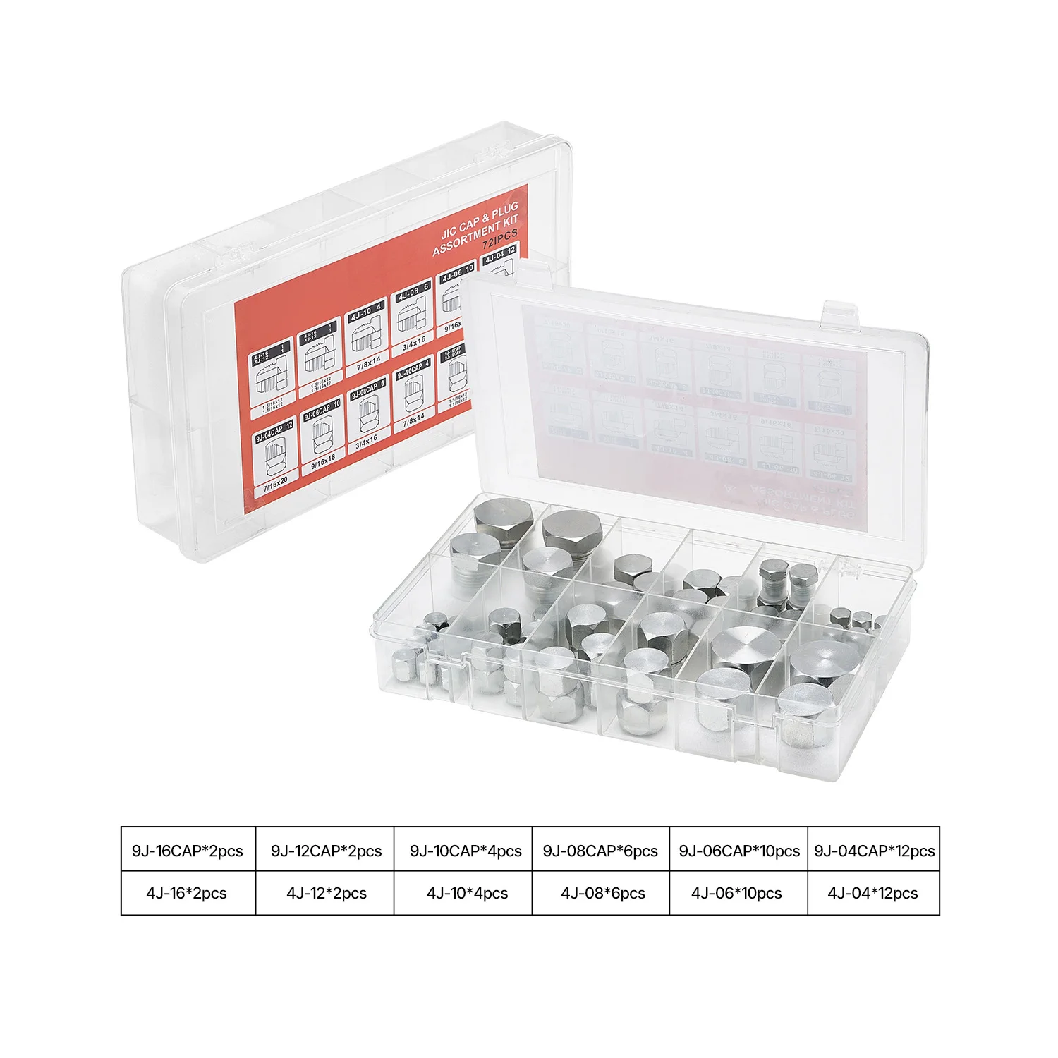 

SucceBuy 72 PCS JIC Hydraulic Fittings Heavy Duty Master Industrial Hydraulic Cap and Plug Hose Tube and Pipe Fitting Kit Cap
