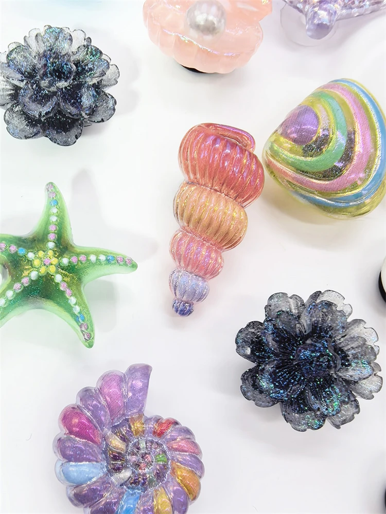 18-teiliges Set Muschel- und Seestern-Schuhclips aus ABS, Meerjungfrauenschwanz-Schuhverzierungen, DIY-Dekorationen, Lustige Blumen-Clogs-Schuhclips – Detail 3