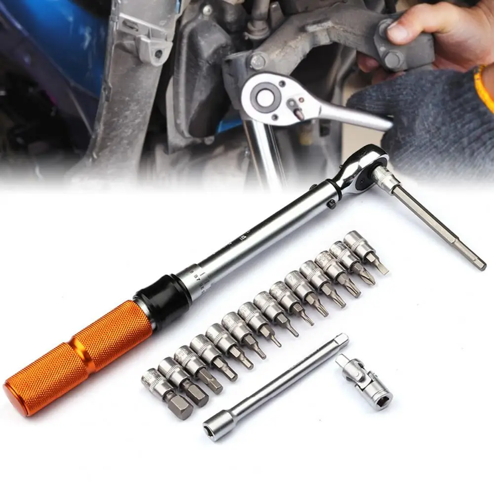 Bicycle Torque Wrenches 19Pcs Durable 1/4 Drive Preset  Drive Socket Ratchet Wrench Kit for Industrial