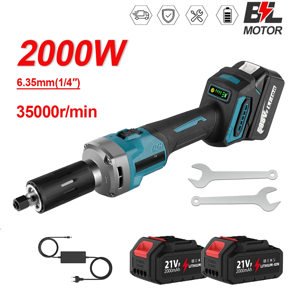 Makita – meuleuse électrique sans balais 2000W, 4 vitesses réglables, Angle sans fil 35000 tr/min, vitesse Variable, outils rotatifs pour batterie 18v