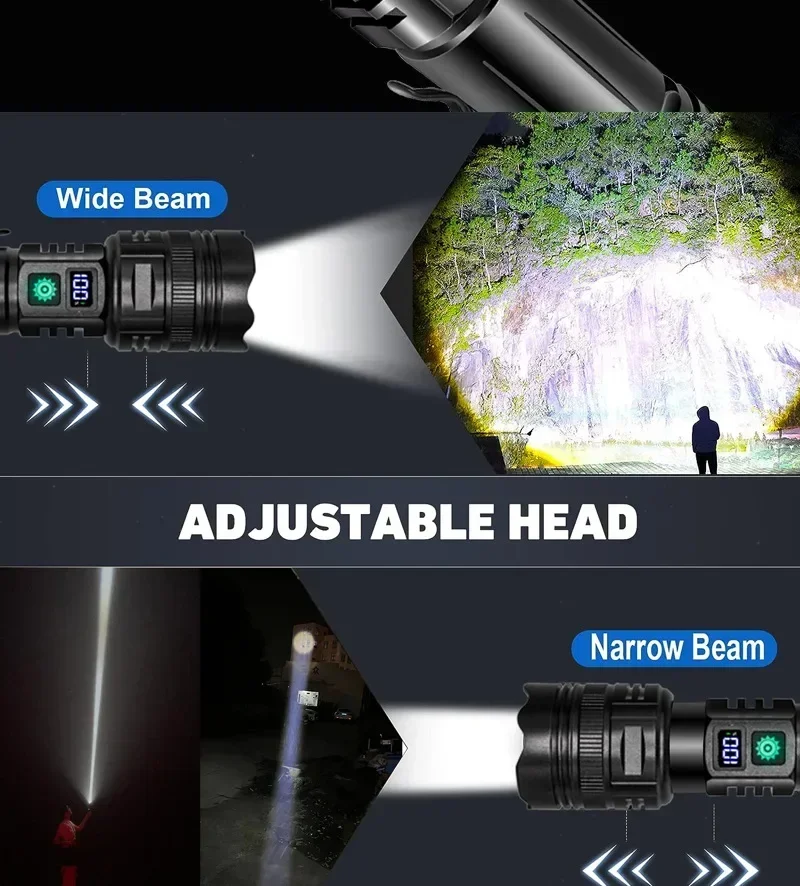 Powerful LED Flashlight Super Bright Rechargeable Ultra Power Torch lamp Outdoor Emergency Camping Lantern Tactical Flashlight