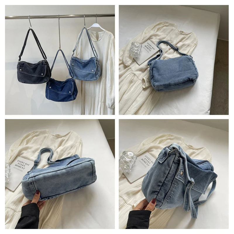 Denim Women\'s Bag Designer Luxury Bag New Jeans Handbags Canvas Shoulder Cross Bag Shopping Messenger Bag Y2K Eco Bag Korean Ins