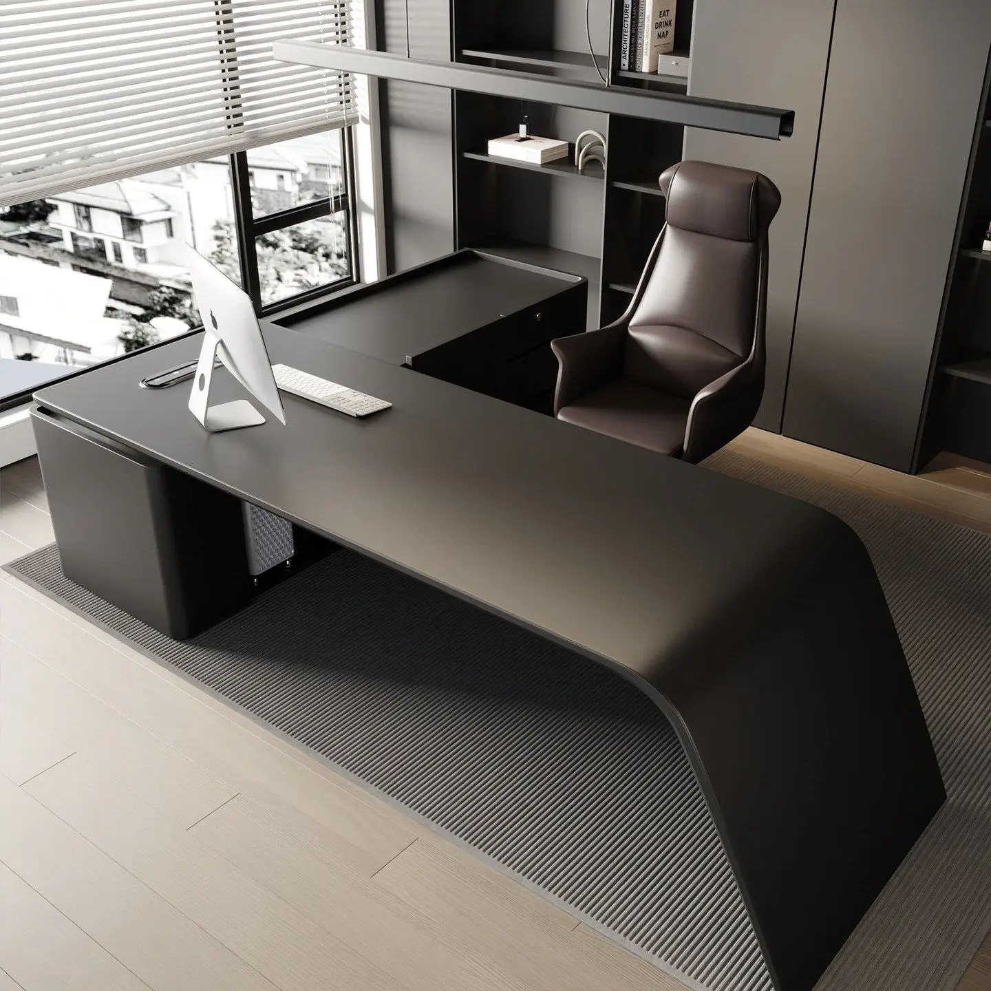 

cl- Warrior Boss High-end Light Luxury Multi-layer Solid Wood Painted Dual-sided Minimalist Modern Business Large Office Desk*