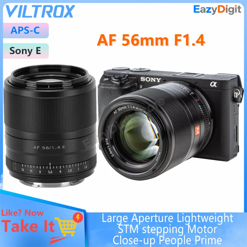 VILTROX AF 56mm F1.4 E APS-C Large Aperture Auto Focus Lens for Sony E Lightweight STM stepping Motor Close-up People Prime
