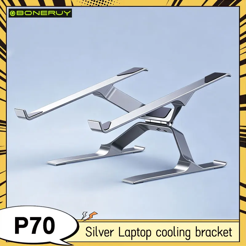 Boneruy P70 Transformers Laptop-Ständer Grau/Silber Laptop-Kühlbasis Vertikale Aufhängung Aluminiumlegierung Höhenverstellbarer Faltbarer Ständer