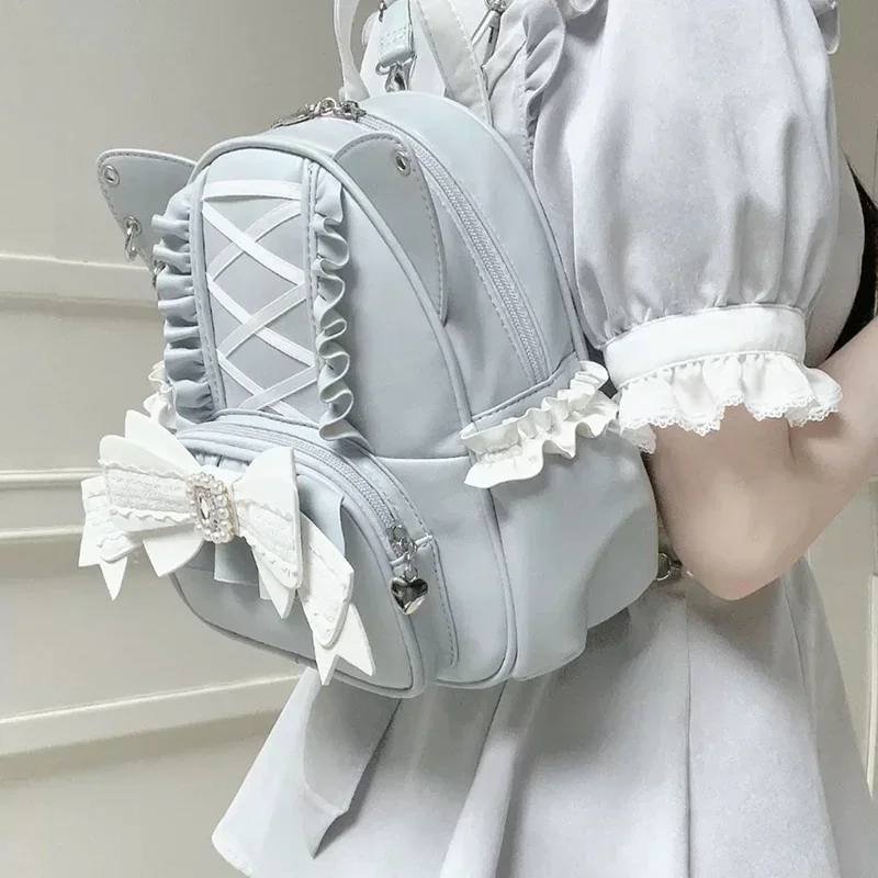 Richme Lolita Women Backpacks 2025 Patchwork Bow Aesthetic Mochilas Para Mujer Y2K Harajuku Subculture JK Uniform Bag Female