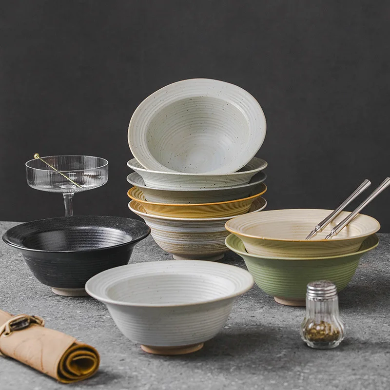 

Японская керамическая миска для лапши, большая коммерческая миска для риса для горячего супа рамен