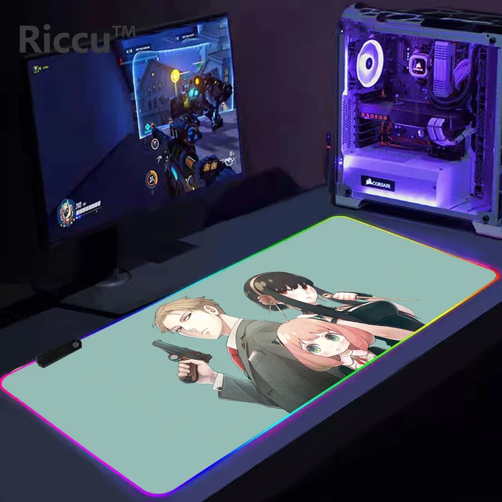 SPY×FAMILY Anya Forger RGB Mouse Pad Gaming Accessories Keyboard Cute Desk Mat Large Pc Gamer Computer Carpet Anime Mousepad Rug