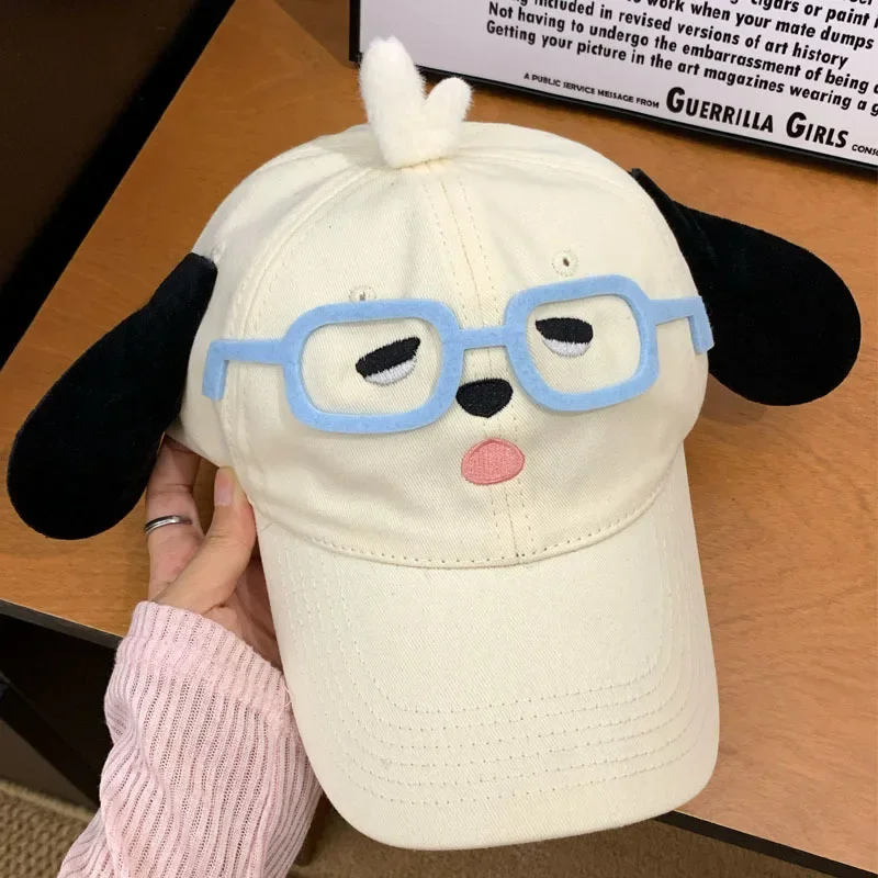 Women Men Cute Cartoon Puppy Ear Baseball Cap Soft Fashion Casual Sun Visor Cap Lovely Animal Pattern Streetwear Daily Hat Gift