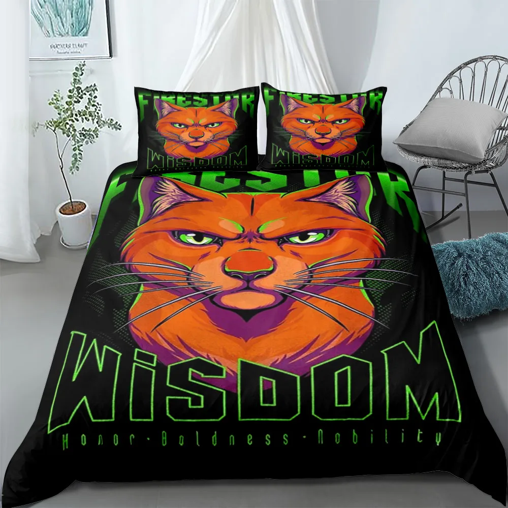 Wisdom Cat Duvet Cover Set King Queen Double Full Twin Single Bed Linen Set