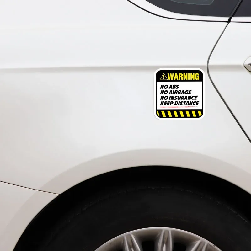 8.5X8.C5M Exterior Accessories Danger Car Sticker Warning NO ABS AIRBAGS INSURANCE KEEP DISTANCE Decal PVC,KK