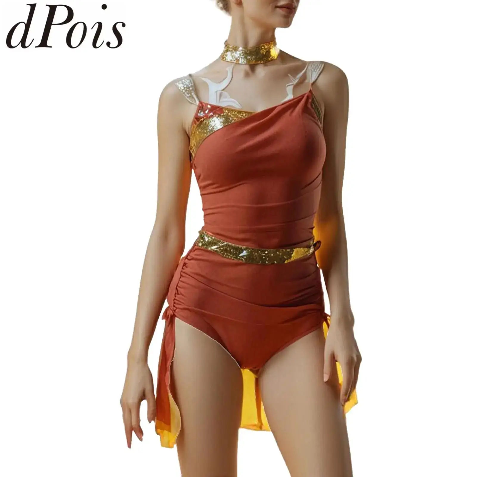 حجر الراين فستان رقص غنائي المرأة زهرة الشكل التزلج ملابس رقص الظهر الجوف الباليه الرقص الغنائي فساتين المعاصرة