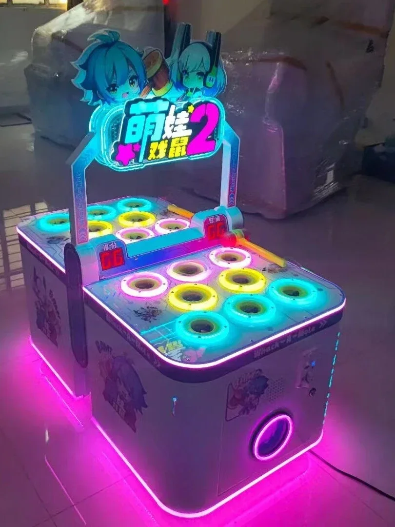 

Children's double whack-a-mole game machine coin-operated parent-child amusement park new twist egg deluxe video Hot sales