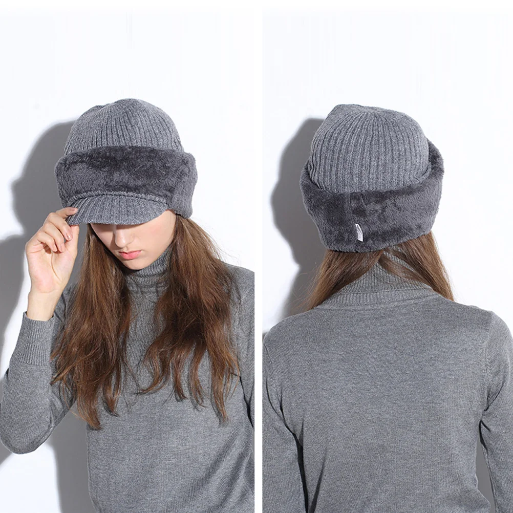 

Warm Knitted Windproof Fleece Lined Beanie Neck Warmer For Men Women Navy Blue Winter Hat Tuque Hat Knitted Cap