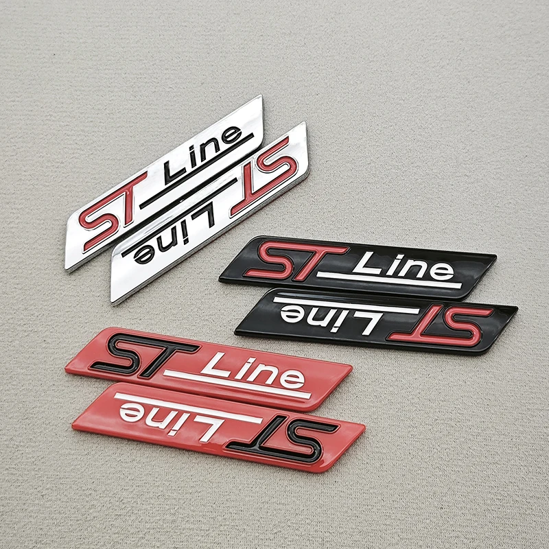 2 uds 3D ABS Logo ST Line STLine emblema pegatina guardabarros de coche insignia lateral para Ford Focus Fiesta Puma Fiesta Kuga Mondeo Accesorios