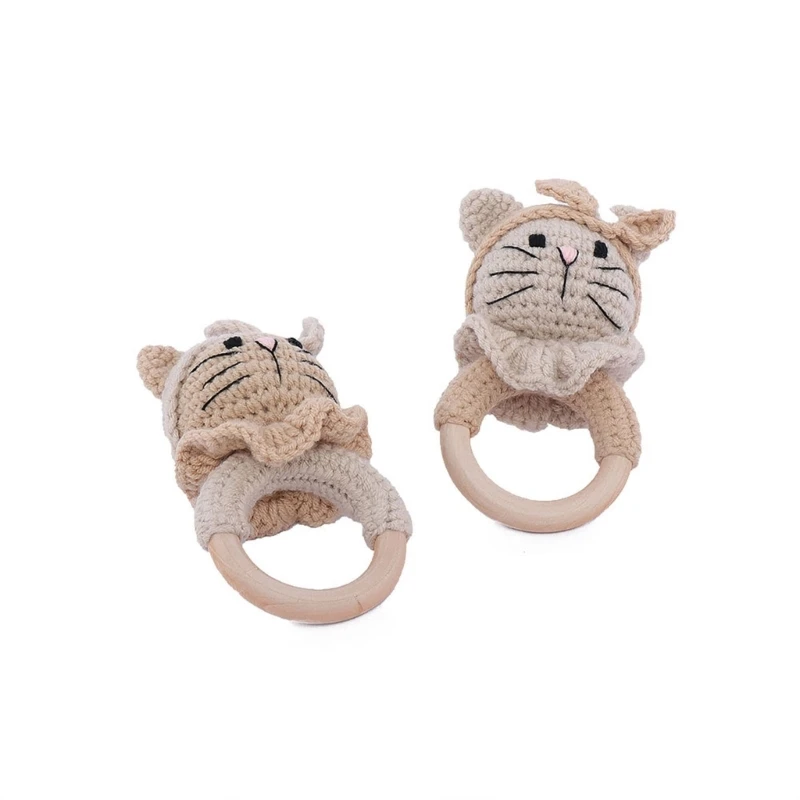 

Baby Animal Knit Rattle Handmade Appease Toy Infant Educational Toy Photo Toy