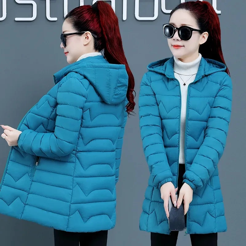 

Autumn Winter Light Down Cotton-Padded Jacket Jackets Women Overcoat 2023 New Korean Loose Long Detachable Hooded Slim Coat 6XL