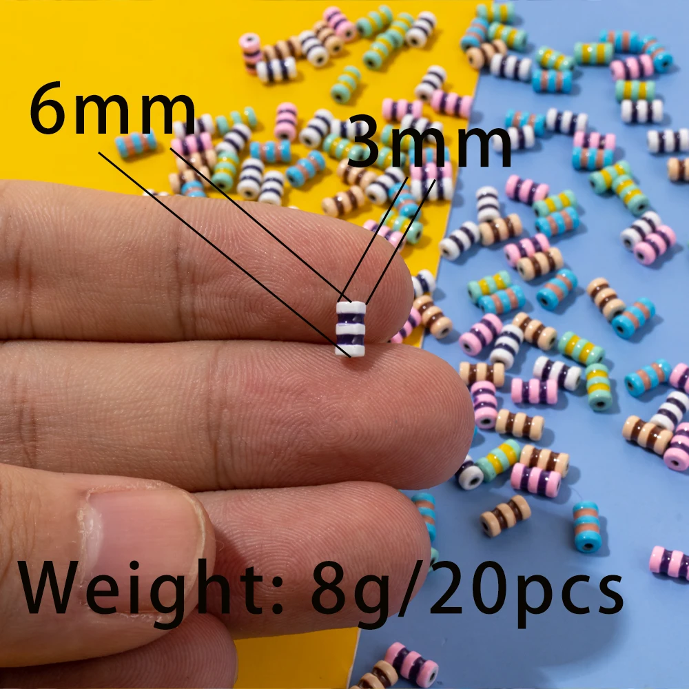 30pcs 3x6mm Tube Enamel Beads Painted Grease Colorful Beads For Bracelets Making Rainbow Jewelry Making Accessory Supplier