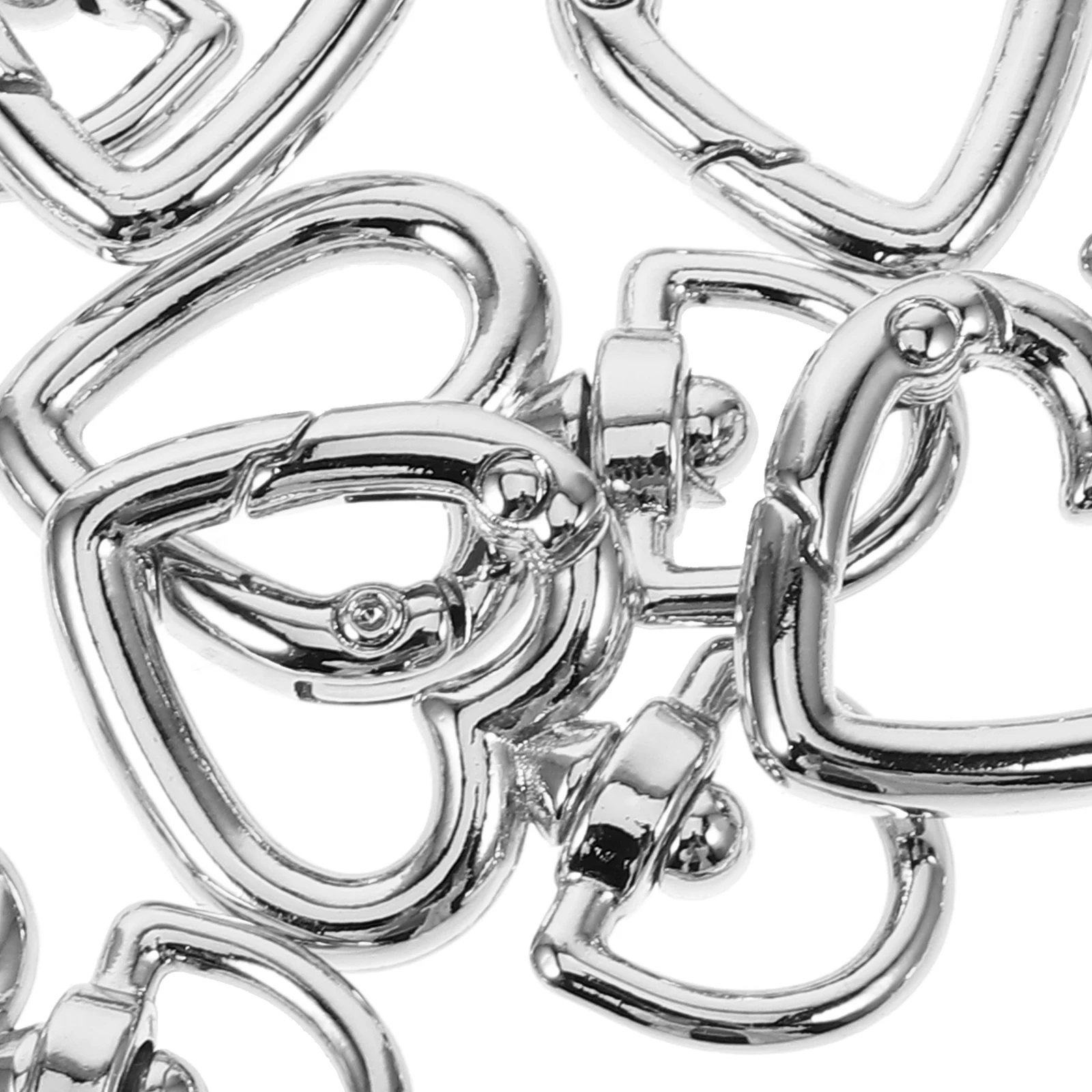 

10pcs Heart Shaped Keychains Metal Spring Buckles for Backpack Crafting D Shaped Clasps Keyring Chains Silver Accessories