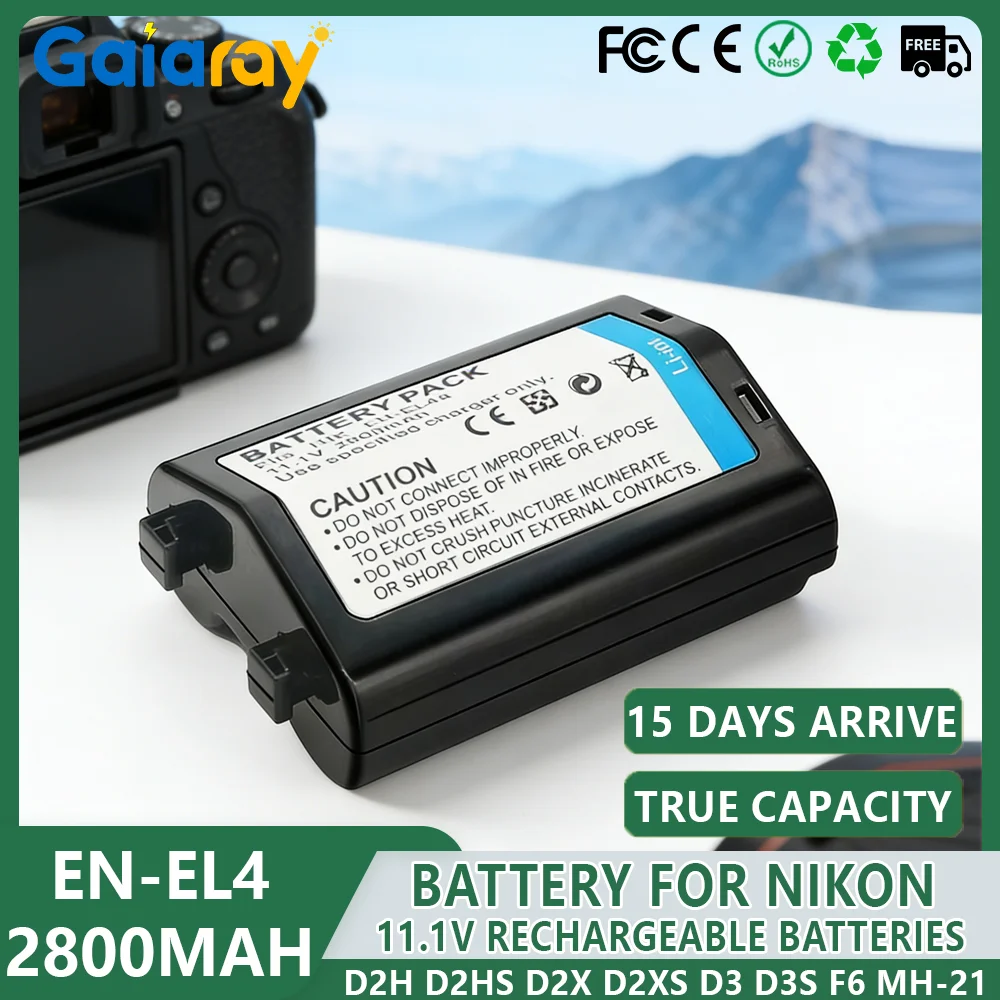 High Capacity 2800Mah EN-EL4 ENEL4 EN-EL4A ENEL4A  Camera Battery For Nikon D2H D2Hs D2X D2Xs D3 D3S F6 MH-21 Camera Batteries