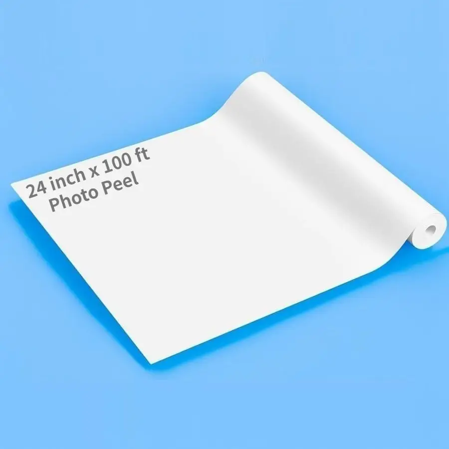 × 24 بوصة × 100 قدم ماتي صور قشر ملصق لفة ورق لاصق قابل للطباعة الفينيل مقاوم للماء 2 بوصة الأساسية ، علامات الطباعة النافثة للحبر وS