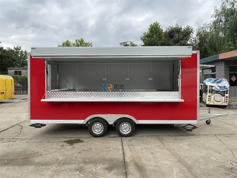 Catering Equipment Food Truck Fully Equipped Restaurant Ice Cream Cart With Wheels Street Mobile Trailer