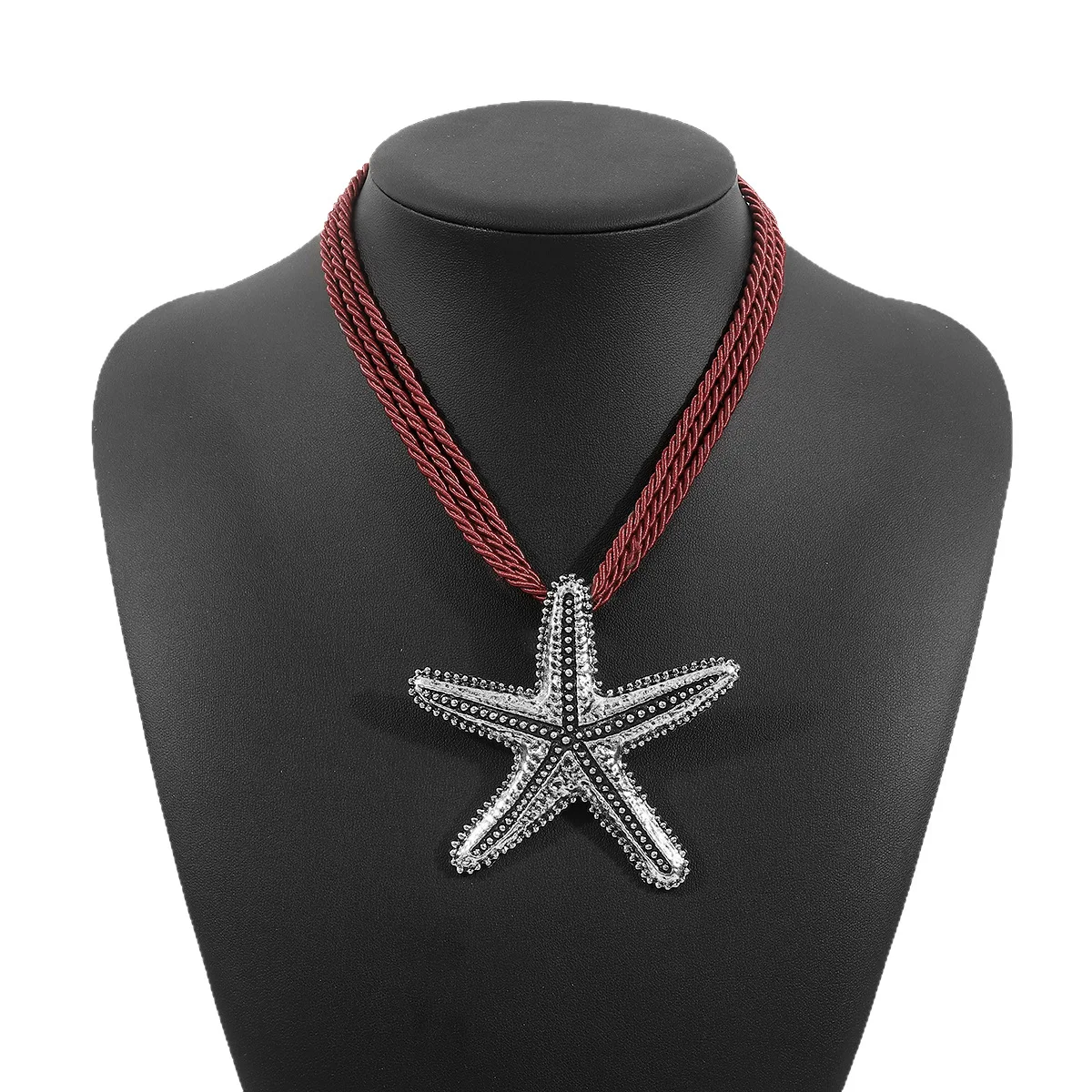 ZAA Boho Metal Big Starfish Star Pendant Necklaces for Women Punk Red Chunky Rope Chain Necklace Statement Party Ocean Jewelry - Image 5