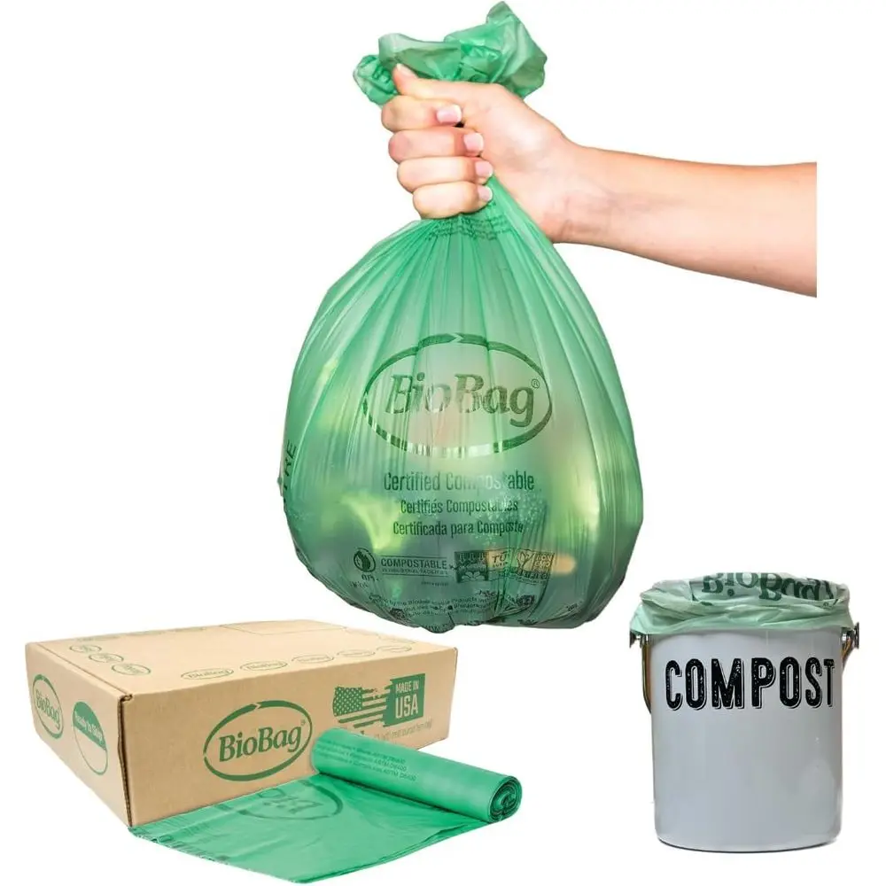 

100 Count Compostable Food Scrap Bags, BPI Certified, ASD6400 Compliant, Made in USA, Kitchen Counter Bin Liners