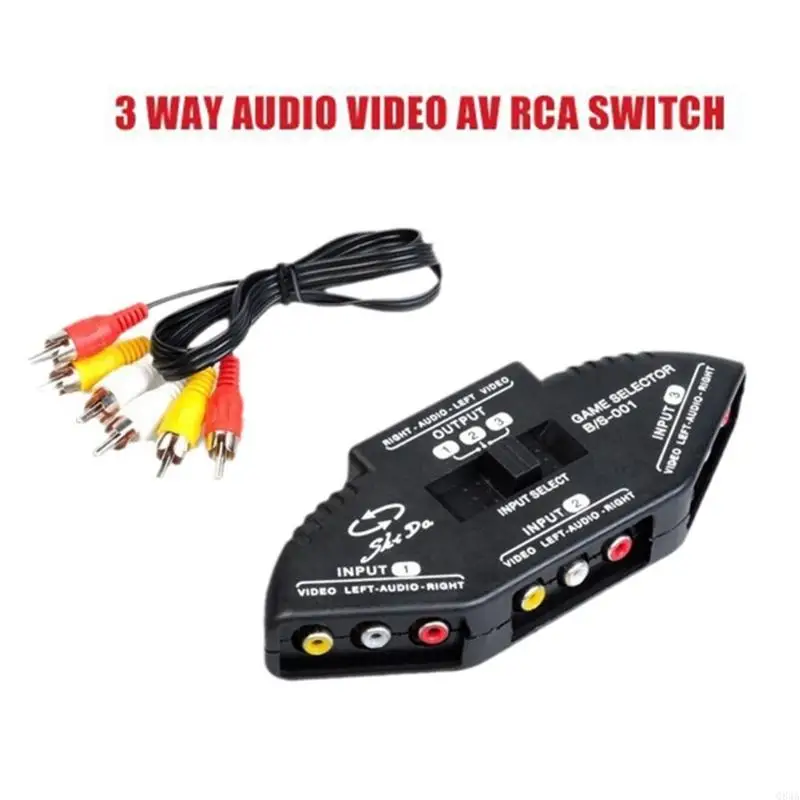 Q84A 3-Way Audios Video Black Switcher Selector Box Switcher 3 in 1 Out