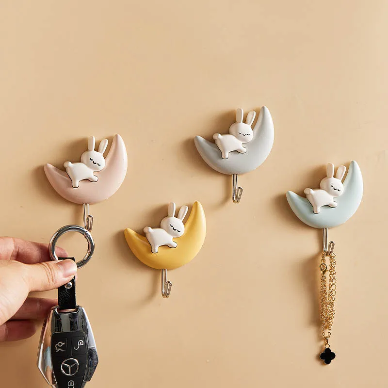 Multifunctional Self-Adhesive Wall Hooks Pack, Cute Animal Shape Heavy Duty Sticky Hooks, Bathroom Kitchen Door Hanging Organize
