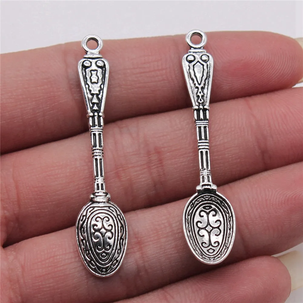 Jewellery Vintage Carved Spoon Charms Gift Materials 5pcs