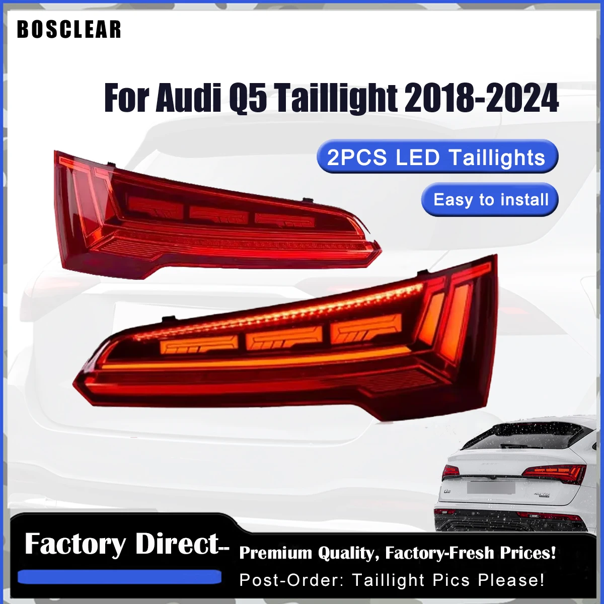 

Car For Audi Q5 LED Taillight Assmebly 2018-2024 Upgrade Modified to New DRL Dynamic Turn Signal LED Taillight Auto Accessories