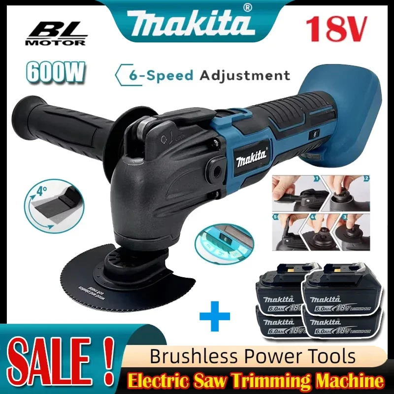

Makita 600W Oscillating Multi Function Tool 20000OPM Electric Saw Trimmer Cutting Woodworking Power Tool for 21V 18V Battery