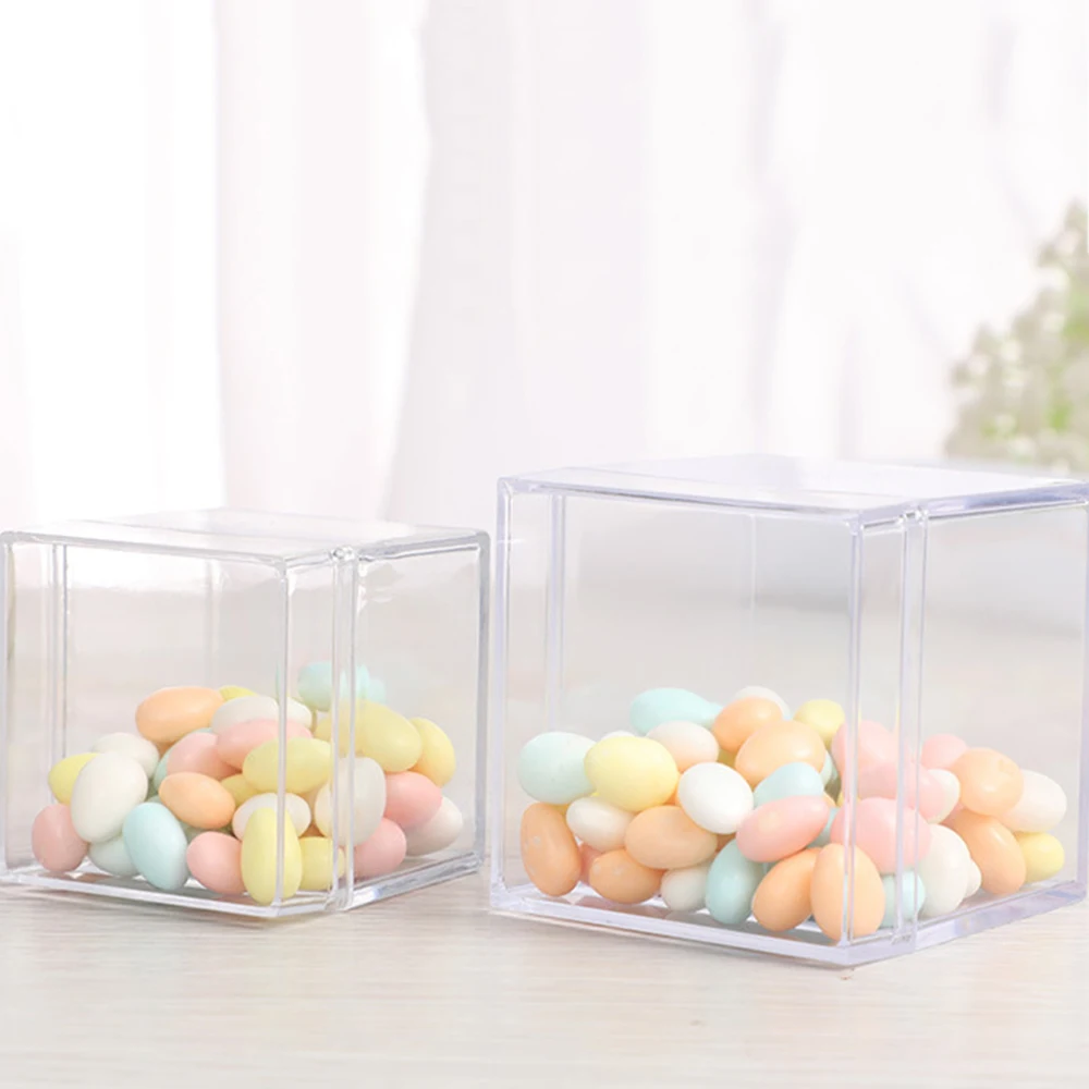 12pcs 5*5*5cm/6*6*6cm Square Box Candy Plastic Transparent Box Square Candy Box Creative Gift Jewelry Storage Box