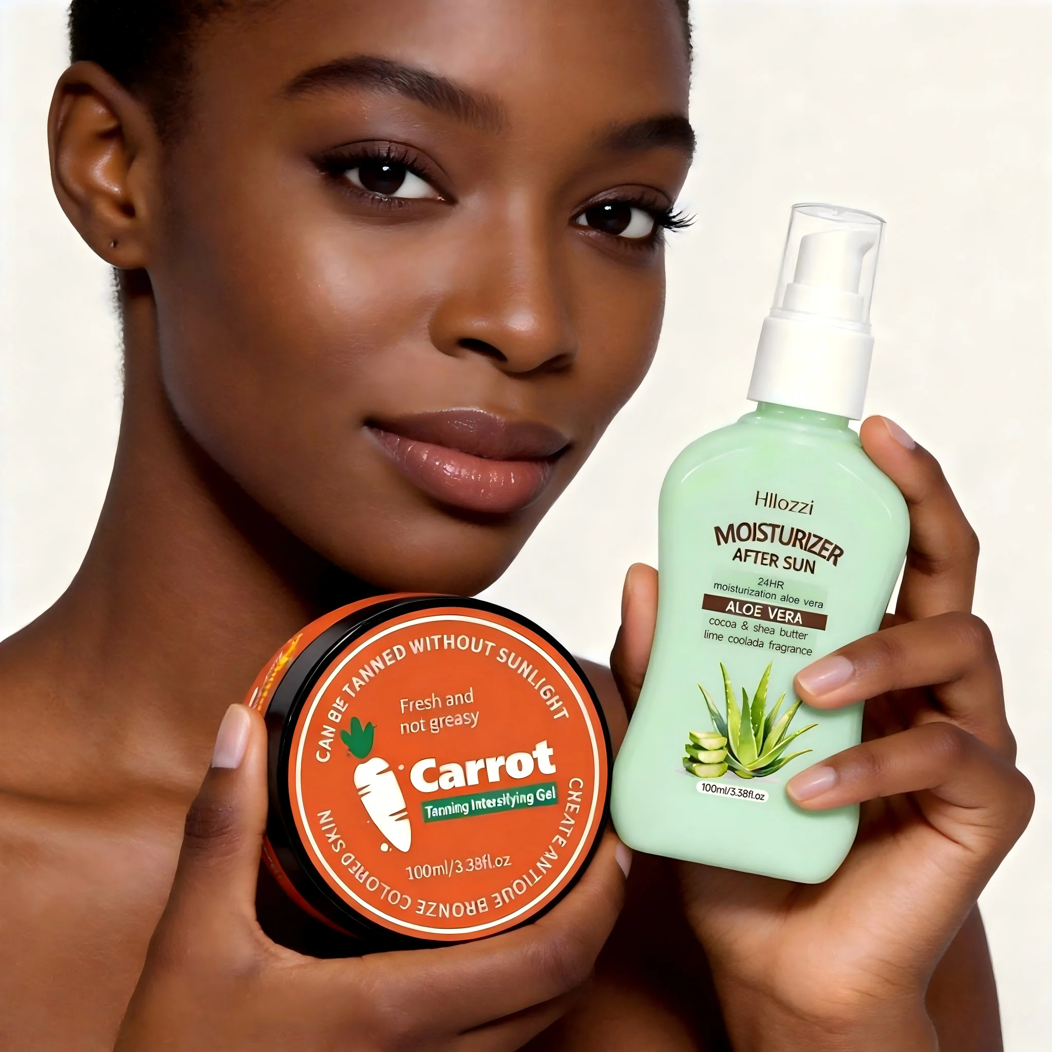 Carrot Tanning Gel Moisturizer After Sun, lastingly moisturizes for a more even skin tone. Suitable for all skin types.