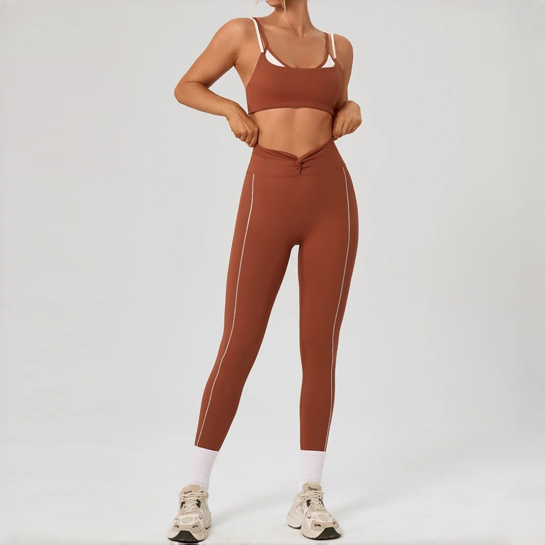 

Women's High Waist Hip Lift Yoga Set with Chest Pad Halter 2pc Set Sports Shorts Fitness Suit Running Gym Leggings Tracksuit