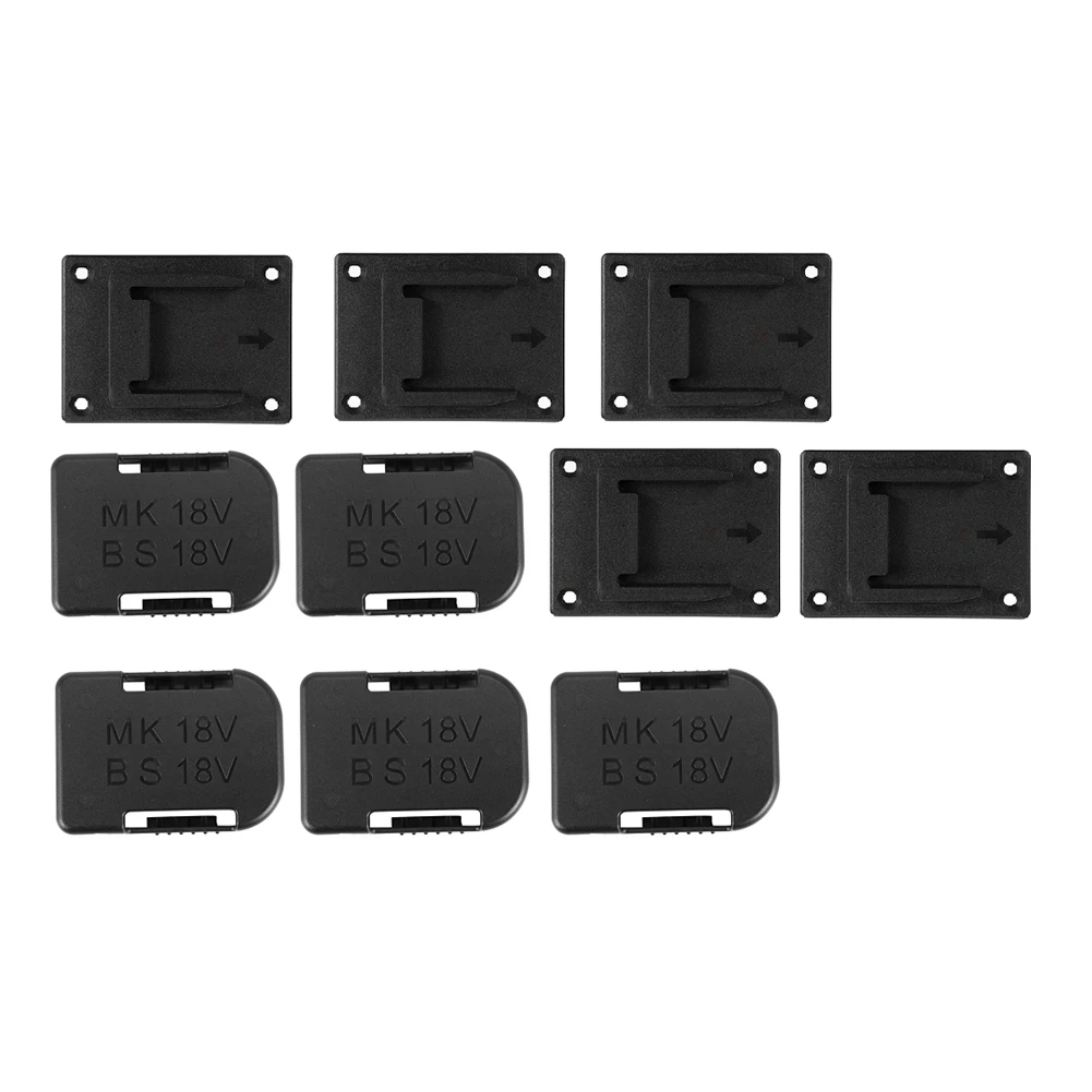 

10Pcs Battery Storage Rack Battery Holder Case & Tool Holder Dock Mount for Makita Bosch 18V Fixing Devices Black