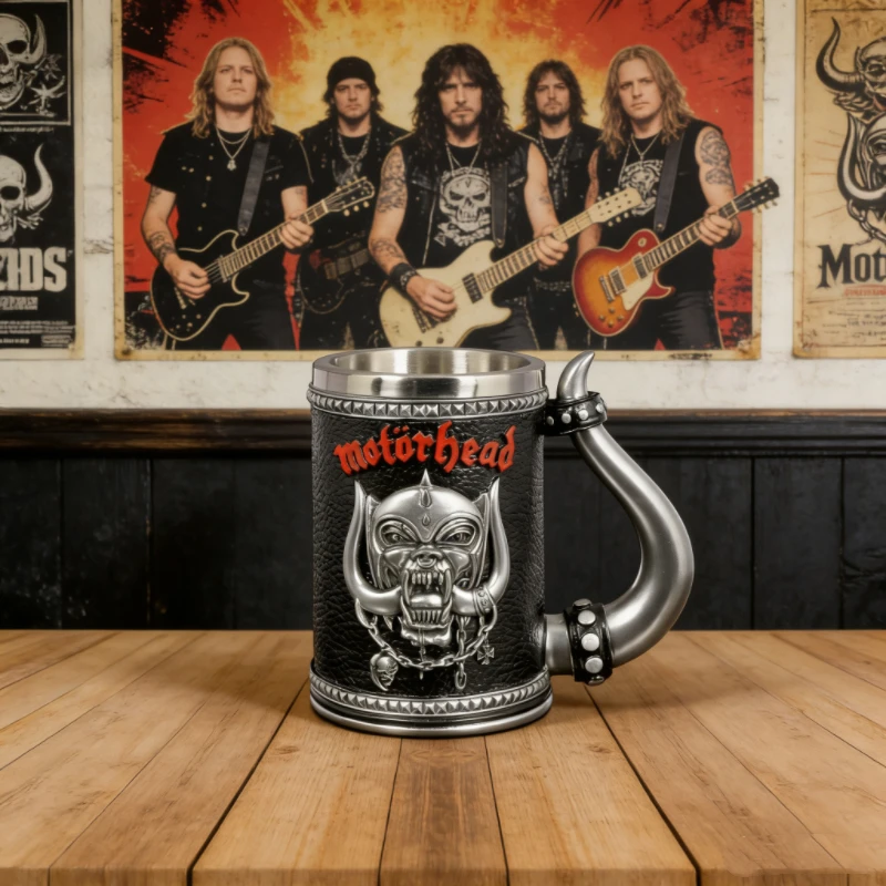 Taza con Relieve 3D Estilo Rock - Diseño Gótico de Calavera y Cuernos, Construcción de Acero Inoxidable, Taza Novedosa para Café o Cerveza