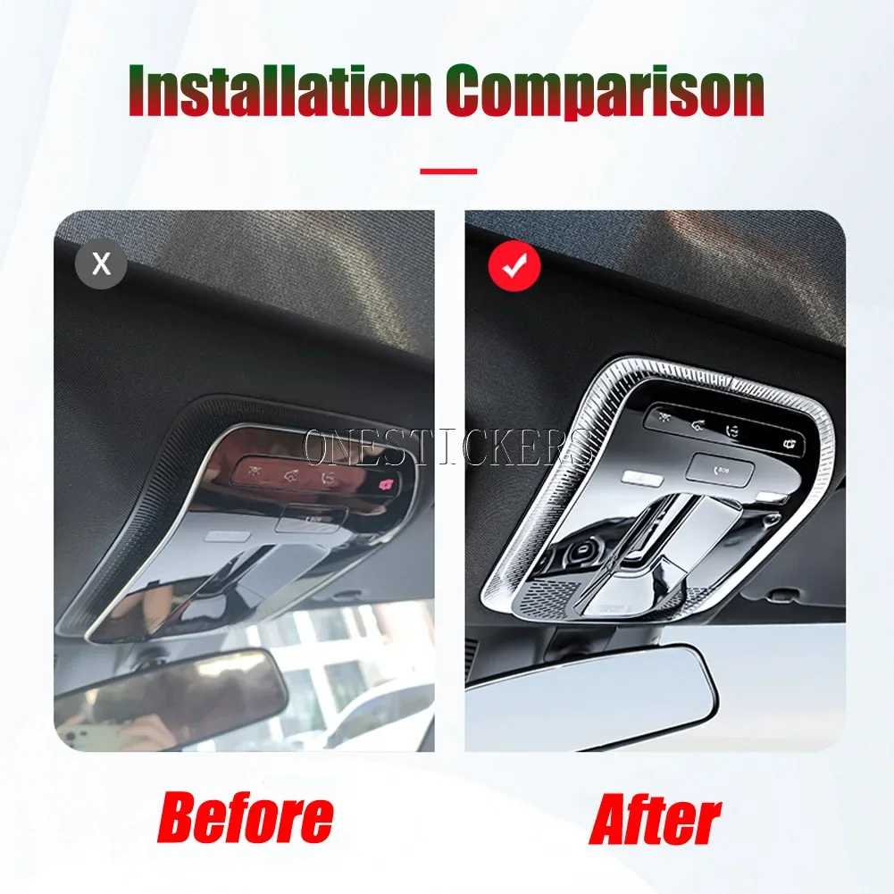 For Mercedes Benz C E GLC EQE Class AMG W206 W214 X254 W254 V295 Stainless Steel Car Accessories Roof Reading Lamp Trim Cover