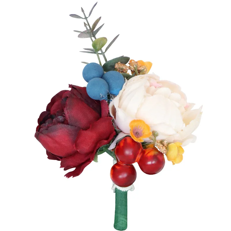 Boutonniere En Pols Corsage Europese En Amerikaanse Bruiloft Accessoires Imitatie Bloem Bruidegom Bruid Rok Bloem Zusters