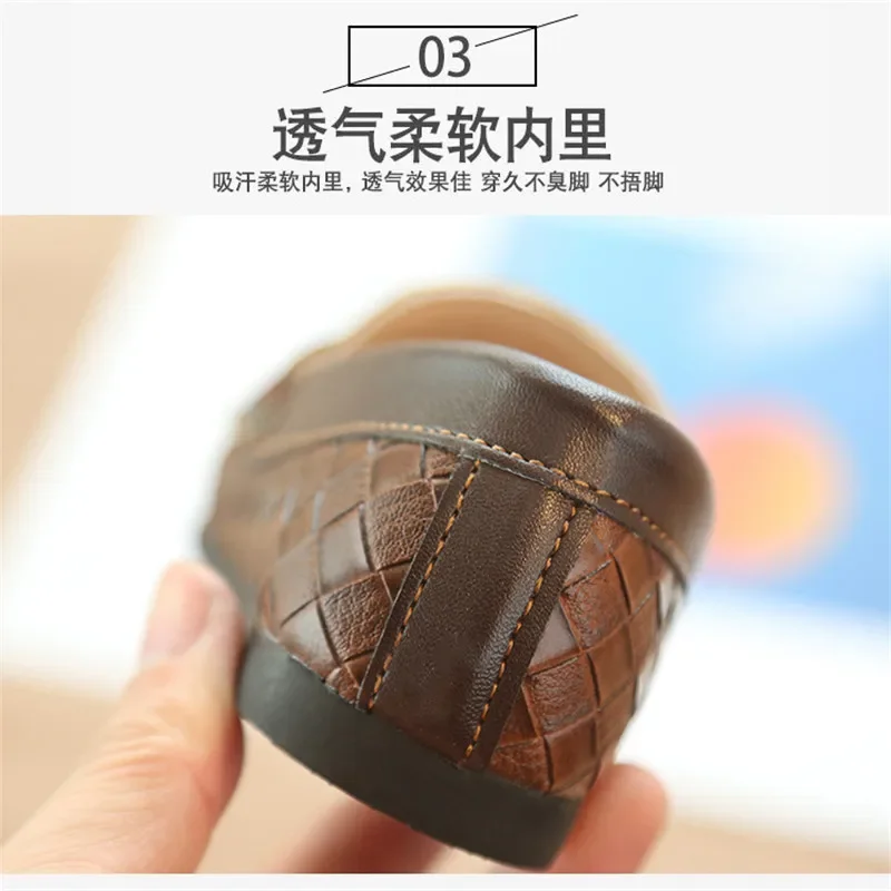 2023 New Vintage PU Leather Designer Baby Boys Shoes Slip on Weave Plaid Fashion Kids Shoes Boy scarpe eleganti formali Toddler Boy