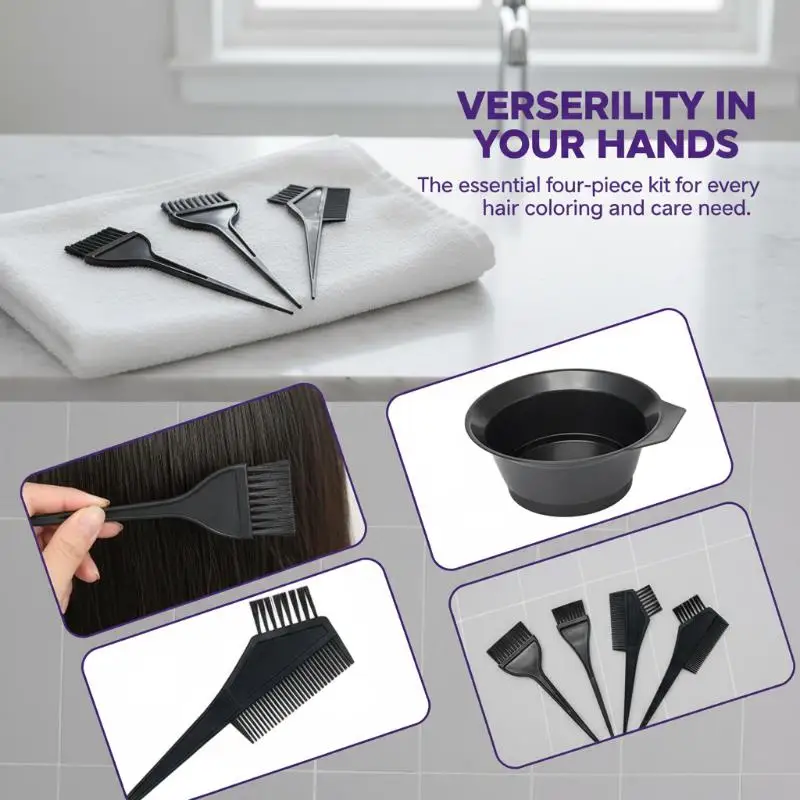 4-teiliges Haarfärbe-Set mit Färbeschale, Mischpinsel für Haarfärbung, Bleichen, DIY, Salon, Haarpflege-Tools für Zuhause – Detail 11